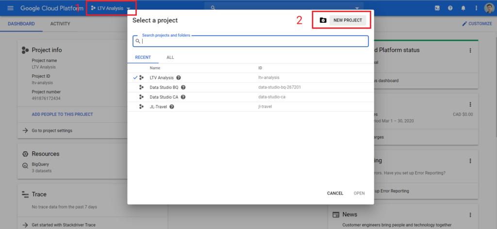 Tạo dự án mới trên nền tảng Cloud của google
